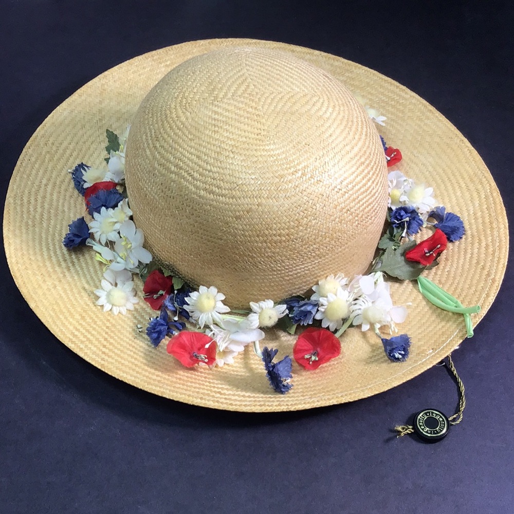 Vintage straw hat haberdashery old antique hat summer hat costume prop authentic